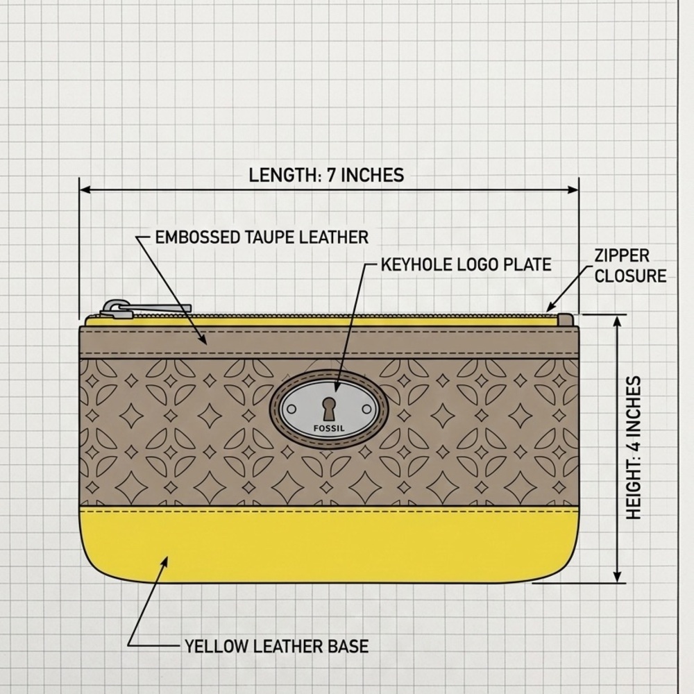 Fossil Taupe and Yellow Embossed Wristlet - Picture 6 of 6